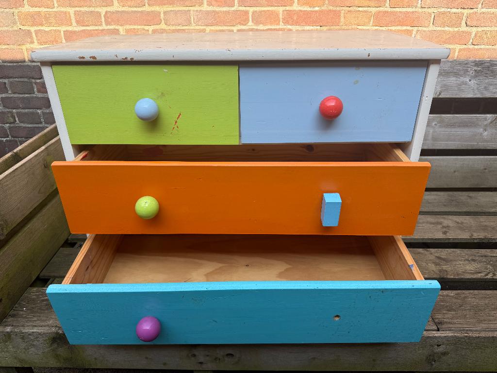 Kinderkastje - ladenkast kind - kleurig en praktisch, Gebruikt, Kast, 50 tot 70 cm, 75 tot 100 cm