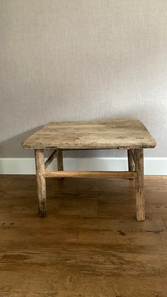 Salontafel oud hout elmwood, Huis en Inrichting, Tafels | Salontafels, Ophalen, Gebruikt, 50 tot 100 cm, Vierkant