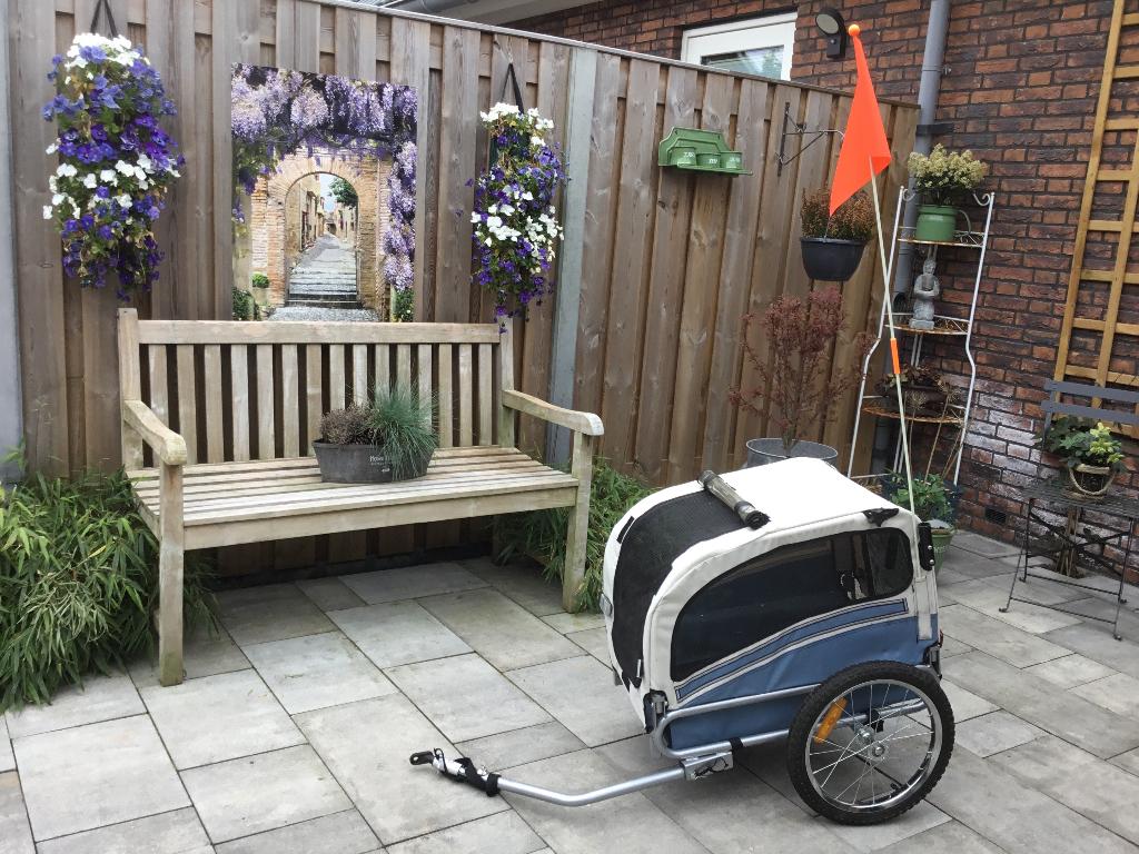 Honden fietskar/wandelwagen kleur blauw, Ophalen, Gebruikt