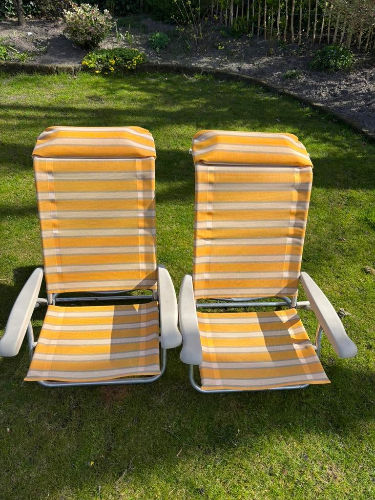 2 verstelbare strandstoelen, Ophalen, Zo goed als nieuw, Campingstoel