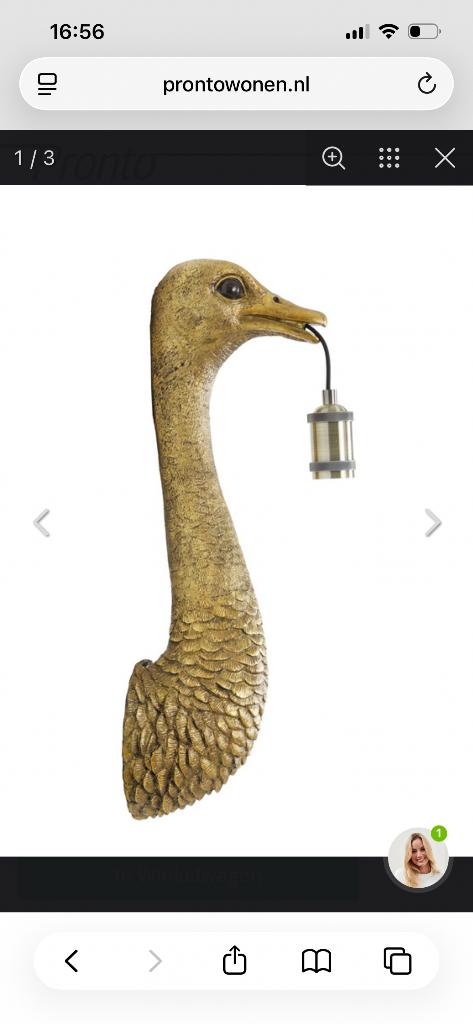 Struisvogel lamp, Ophalen, Zo goed als nieuw, Overige materialen