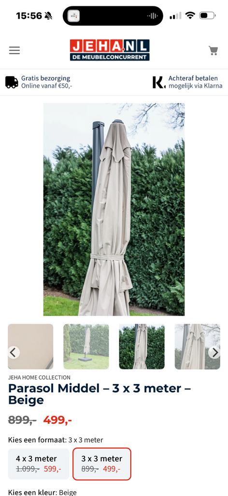 Zweefparasol grote paradol (zonder voet), Ophalen of Verzenden, Zo goed als nieuw, Zweefparasol