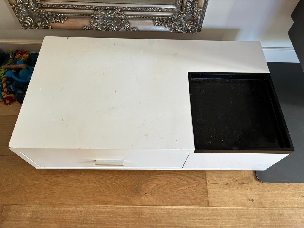 Salon tafel met lade en los dienblad - opknapper, Ophalen, Overige materialen, Gebruikt, 100 tot 150 cm