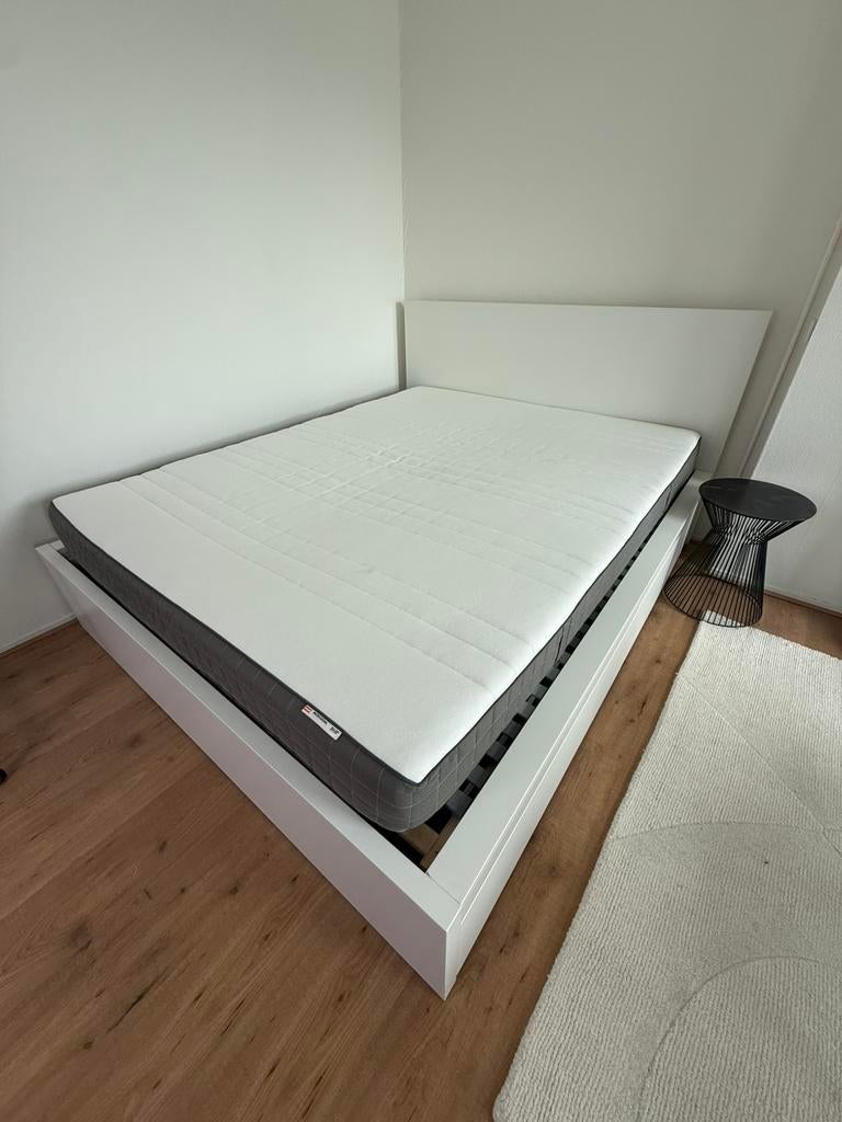 IKEA Hemnes Bed 160x200 – Wit – incl. matras & dekbed, Huis en Inrichting, Ophalen, Wit, Tweepersoons, Zo goed als nieuw