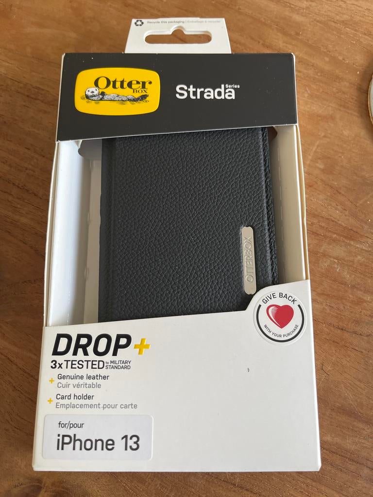 OtterBox Strada Series iPhone 13 Hoesje Zwart Leer, Nieuw, Hoesje of Tasje, Ophalen of Verzenden, Schokbestendig