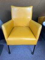 Leren eetkamerstoelen met wieltjes, Huis en Inrichting, Stoelen, Ophalen, Gebruikt, Leer, Vier