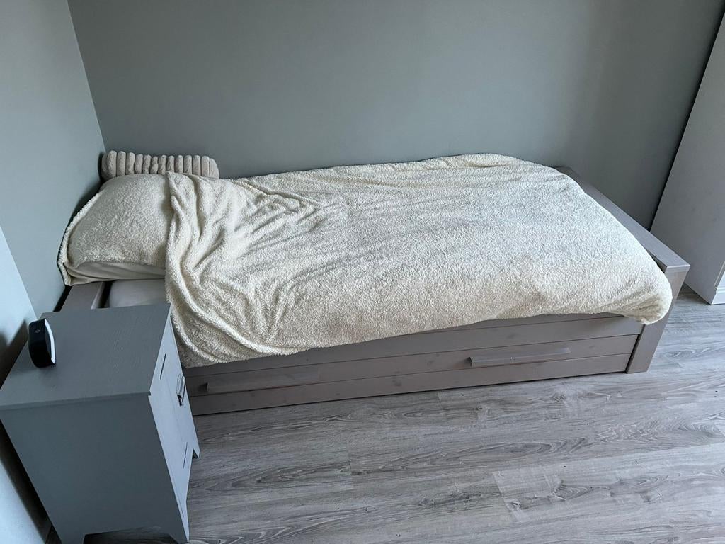 Eenpersoonsbed, Huis en Inrichting, Slaapkamer | Bedden, Ophalen, Gebruikt, 90 cm, Eenpersoons