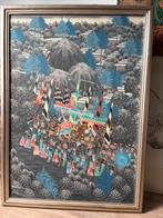 Balinees schilderij: Optocht met draken en figuren, Ophalen of Verzenden