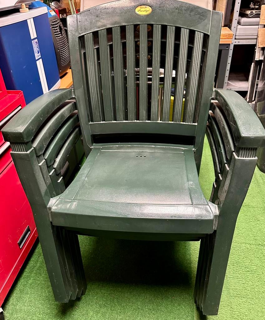 Tuinset 4 stoelen, Tuin en Terras, Tuinstoelen, Ophalen of Verzenden, Gebruikt, Kunststof, Stapelbaar