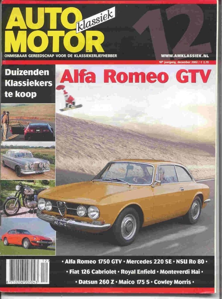 Auto Motor Klassiek 12 2002 Alfa Romeo 1750 GTV, NSU Ro80, Ophalen of Verzenden, Zo goed als nieuw, Alfa Romeo