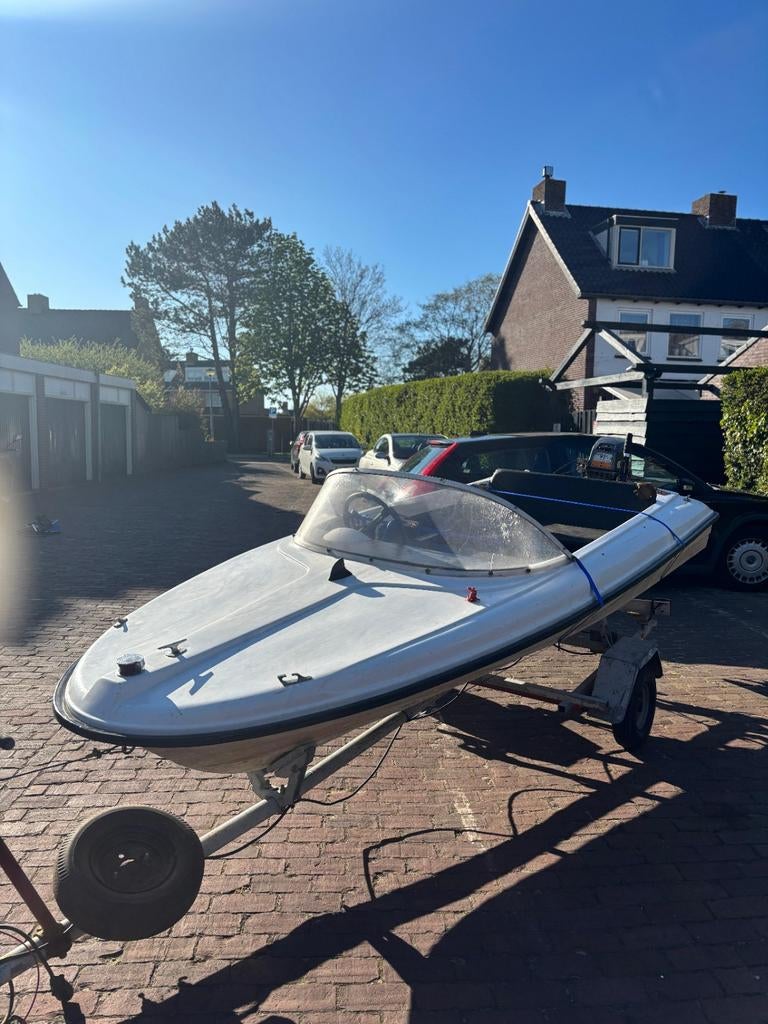 Speedbootje 15pk Incl trailer, Watersport en Boten, Ophalen, Gebruikt