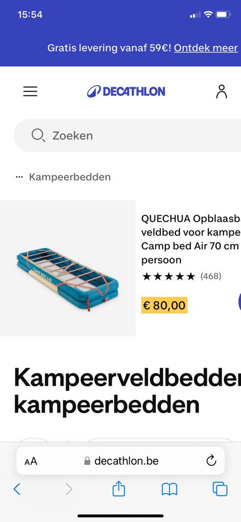 Veldbedden, Caravans en Kamperen, Luchtbedden, Ophalen, Zo goed als nieuw