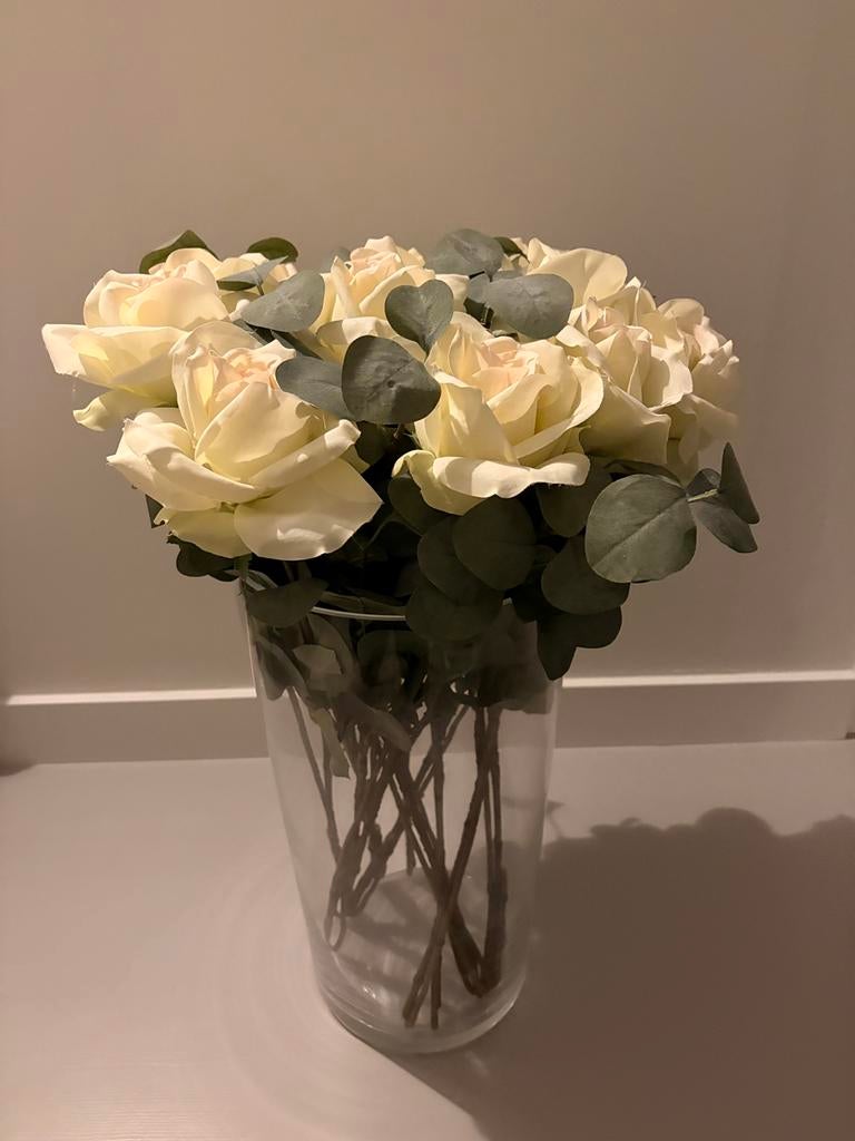 IKEA kunstbloemen rozen en eucalyptus, Ophalen, Zo goed als nieuw