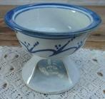 Handgemaakte keramiek warmhoud schaaltje met blauw motief, Ophalen of Verzenden