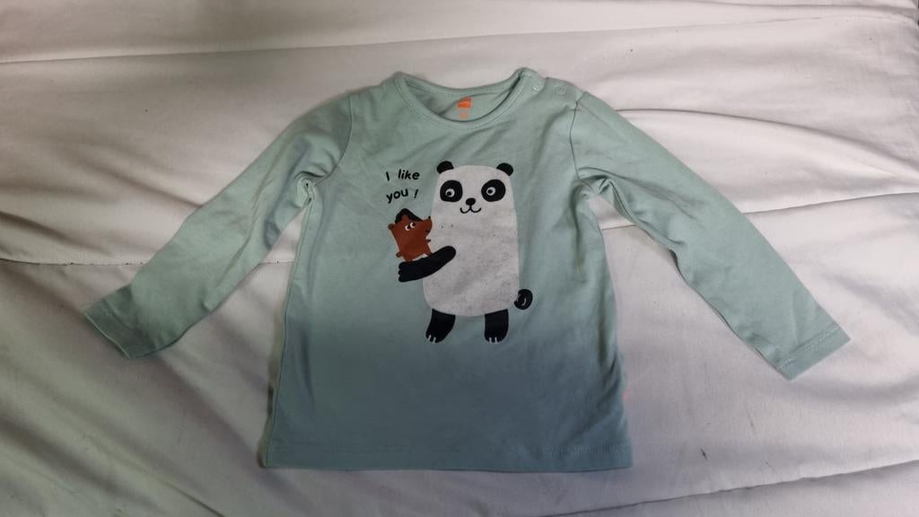 Echt mintgroen shirtje met opdruk, maat 68, Hema, Ophalen of Verzenden