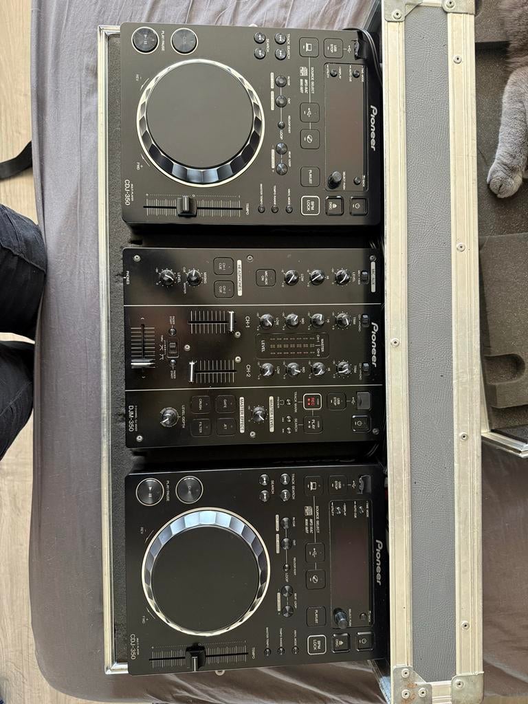 Pioneer CDJ-350 DJ-set met mixer en flightcase, Ophalen of Verzenden, Gebruikt, Dj-set, Pioneer