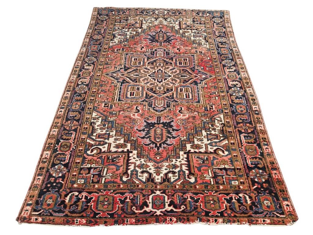 Handgeknoopt Perzisch wol Heriz tapijt medallion 183x288cm, Persian Perzisch vintage oosters hype, Gebruikt, 150 tot 200 cm, 200 cm of meer