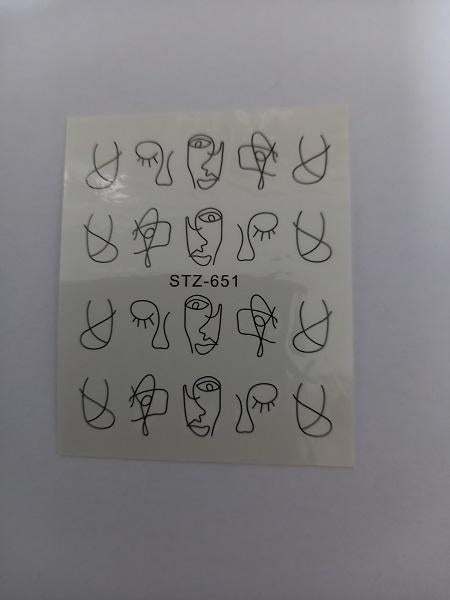 Velletje nagel water decals stickers STZ-651 kunst figuren, Verzenden, Zwart, Nieuw, Handen en Nagels