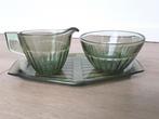 Vintage roomstel Copier Leerdam, groen glas, jaren 30, Ophalen of Verzenden