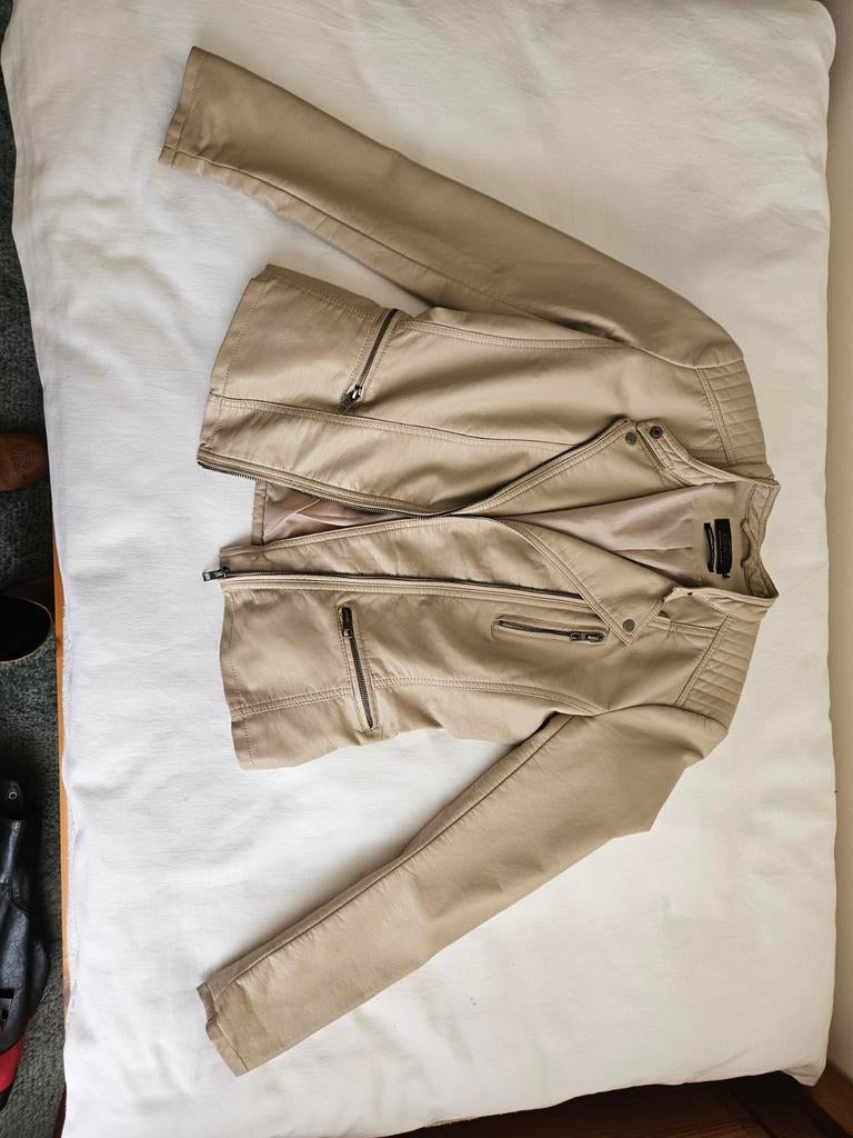 Beige bikerjack Only maat 36, Ophalen of Verzenden, Zo goed als nieuw, Maat 36 (S), Beige