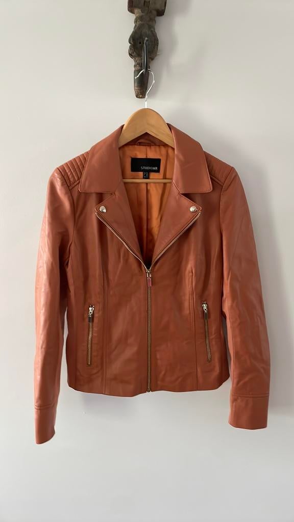 Zgan leren bikerjack van Studio Ar, Kleding | Dames, Ophalen of Verzenden, Zo goed als nieuw, Maat 36 (S), Overige kleuren