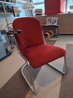 Gispen 413 Buisframe Stoel - Rood Ribstof, Gebruikt, Vintage, Mid-century, Ophalen of Verzenden, Stof