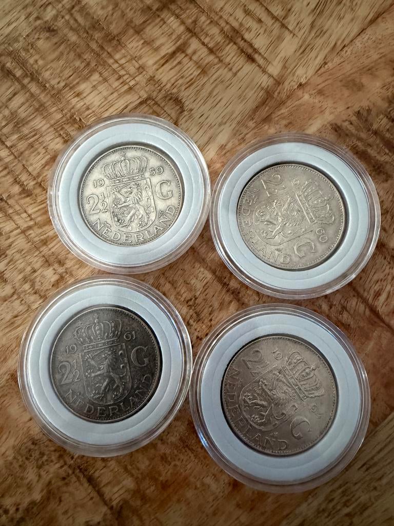 4 Zilveren Rijksdaalders Koningin Juliana (1959-1961), Postzegels en Munten, Munten | Nederland, Koningin Juliana, Setje, Zilver