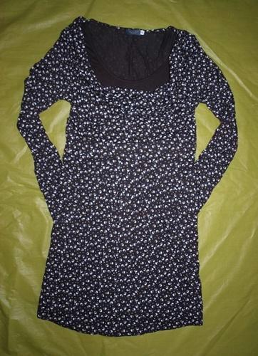 Bruine Jurk met Print van Azuri (M), Kleding | Dames, Jurken, Zo goed als nieuw, Maat 38/40 (M), Bruin, Knielengte, Ophalen of Verzenden