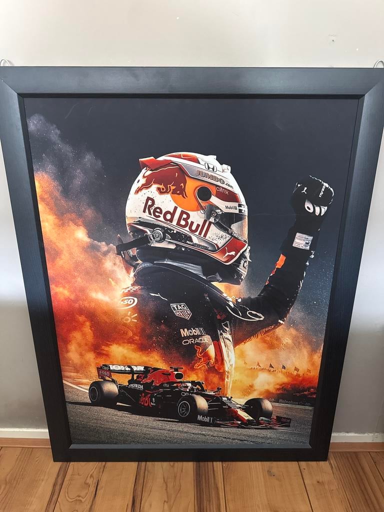 Muur schilderij Max Verstappen., Ophalen, Rechthoekig Staand, Met lijst, Zo goed als nieuw