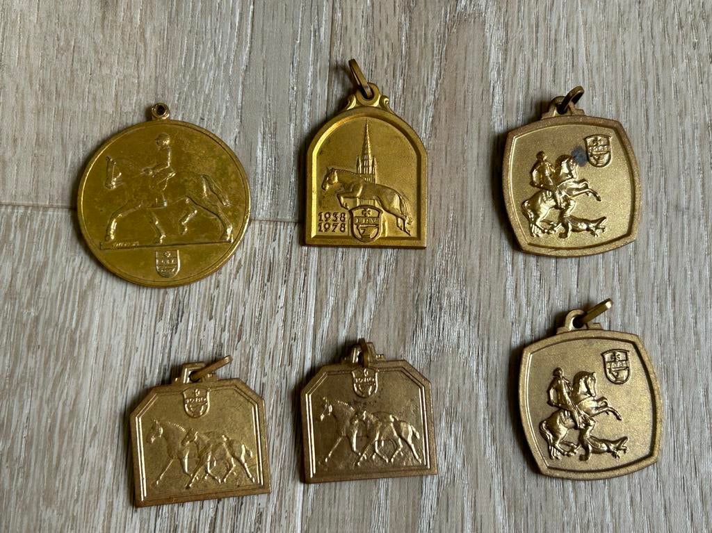 6 Oude Paarden Medailles 1978-1982, Postzegels en Munten, Penningen en Medailles, Ophalen of Verzenden, Brons, Nederland