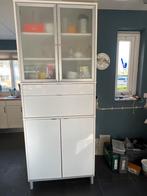 Witte  IkEA opbergkast met glazen deuren en lades, Ophalen, Gebruikt