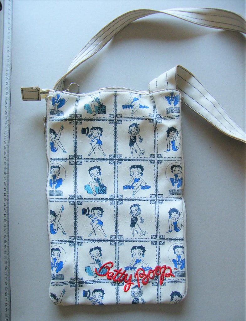 Vintage lederen tas Betty Boop, Ophalen of Verzenden, Gebruikt, Blauw, Handtas