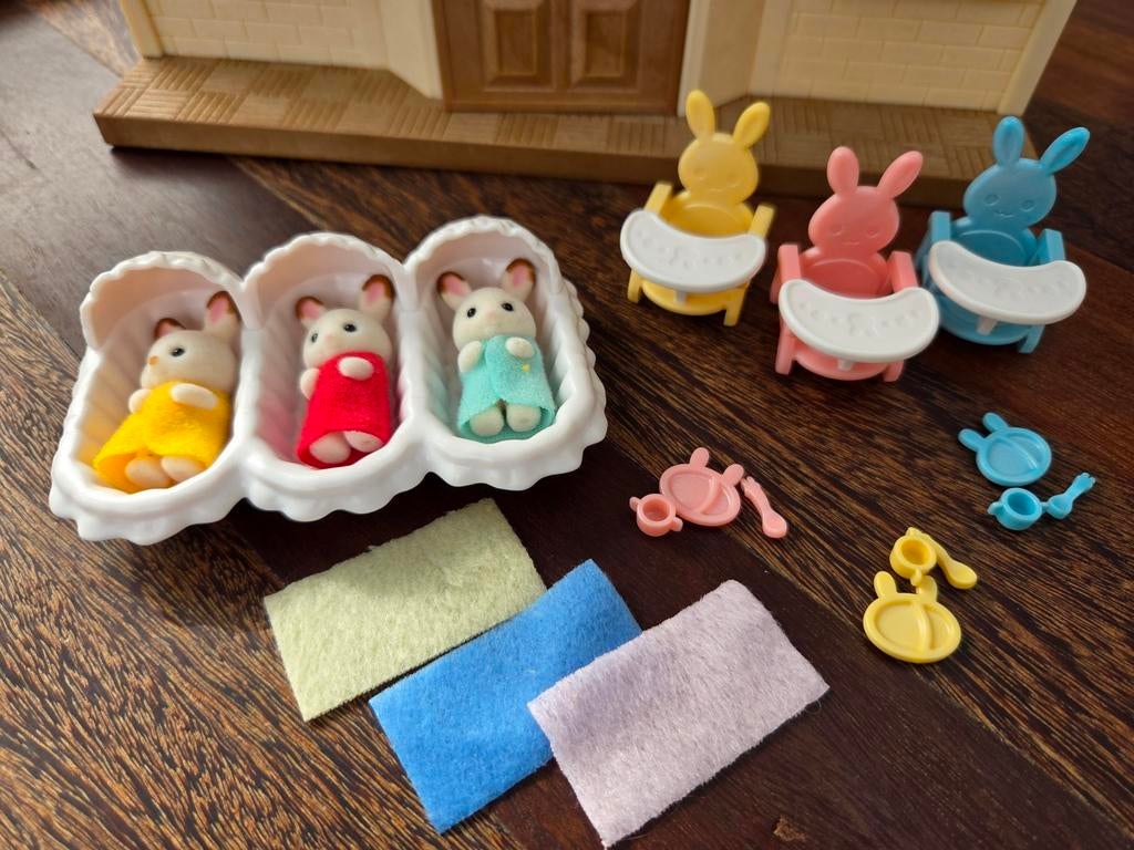 Sylvanian Families - Drieling Chocoladekonijn Verzorgingsset, Ophalen of Verzenden, Zo goed als nieuw