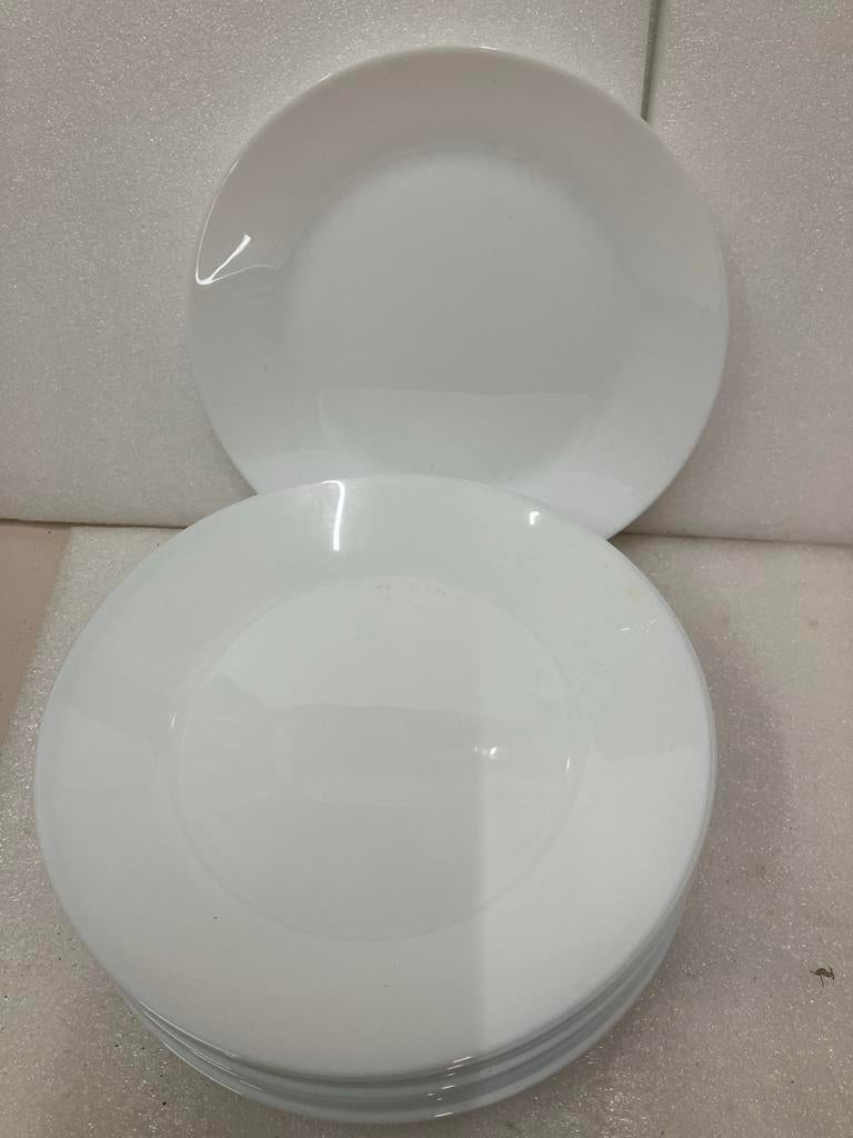 18 witte platte borden, diameter 24 cm, Nieuw, Ophalen of Verzenden, Glas, Bord(en)