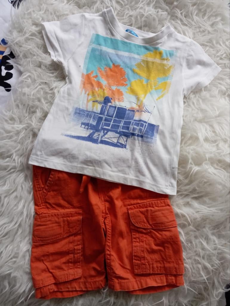 Hema setje: Oranje korte broek en T-shirt maat 86/92, Kinderen en Baby's, Kinderkleding | Maat 92, Ophalen of Verzenden, Hema