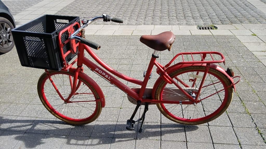 Popal meisjesfiets/damesfiets 24 inch met krat, Terugtraprem, Gebruikt, Versnellingen, Minder dan 47 cm