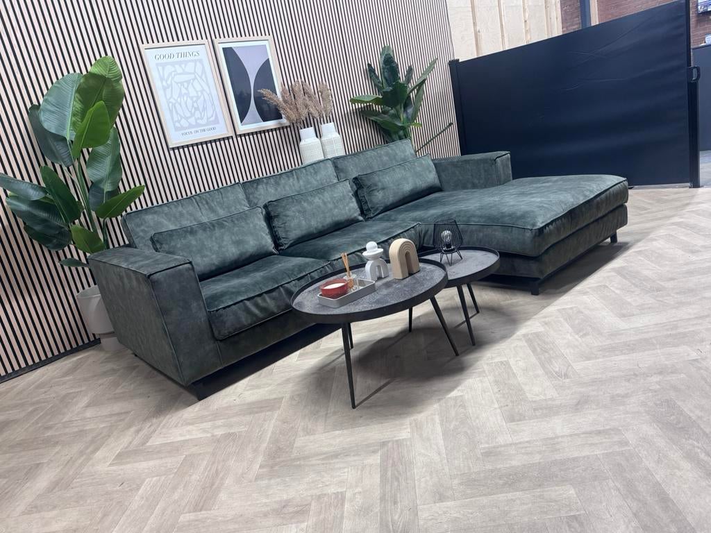 ZGAN Hippe Velvet Velours Hoekbank - Groen - 295 x 205, Huis en Inrichting, Banken | Bankstellen, 250 tot 300 cm, -, -, Hoekbank