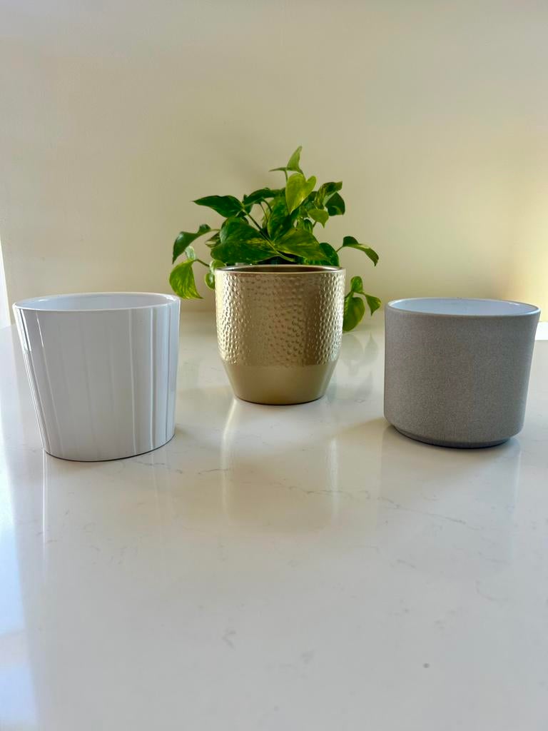 Set van 3 bloempotten aardewerk. Nieuwstaat Dia 10 tot 12 cm, Tuin en Terras, Ophalen, Rond, Binnen, Zo goed als nieuw