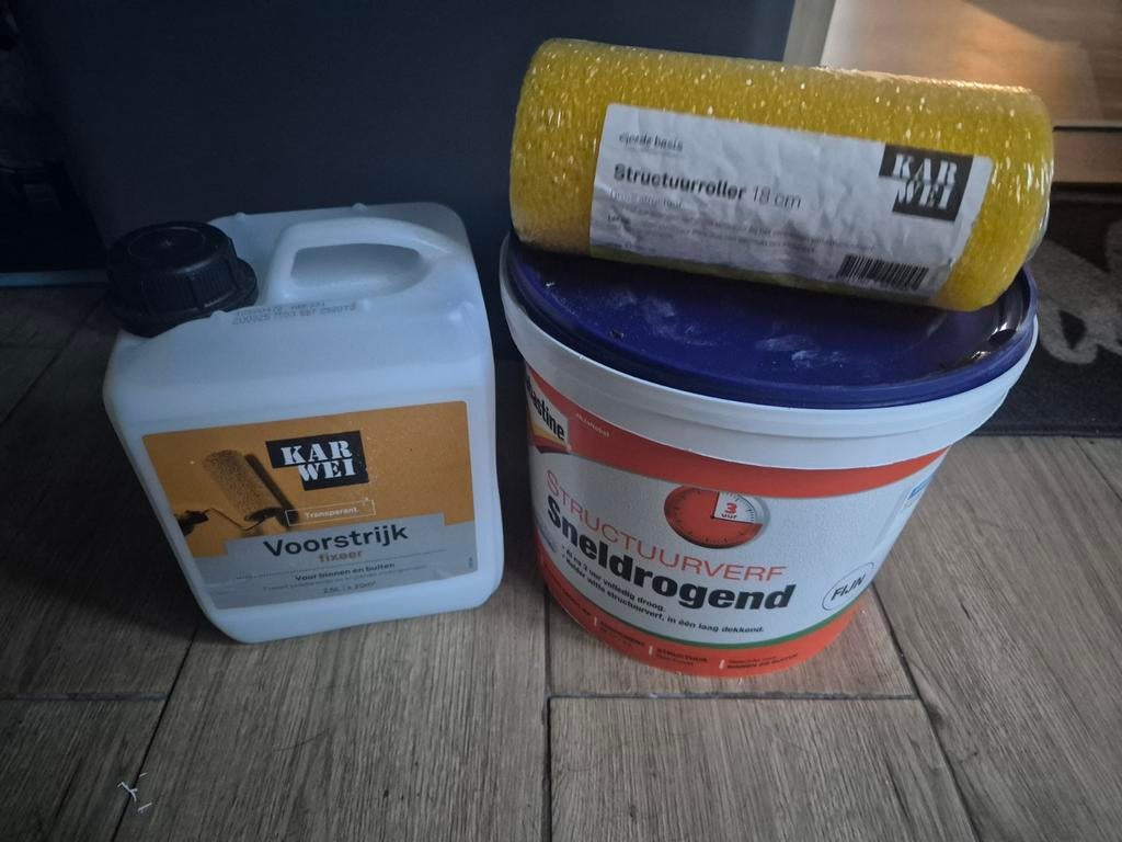 Verf, voorstrijk en roller - compleet pakket, Doe-het-zelf en Verbouw, Verf, Beits en Lak, 5 tot 10 liter, Wit, Nieuw, Ophalen of Verzenden