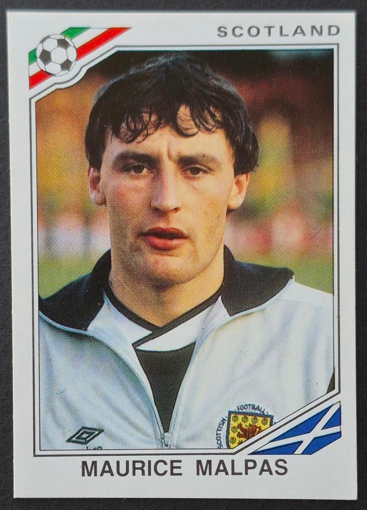 Panini sticker Maurice Malpas - Schotland, WK Mexico 1986, Ophalen of Verzenden, Zo goed als nieuw, Buitenlandse clubs, Poster, Plaatje of Sticker