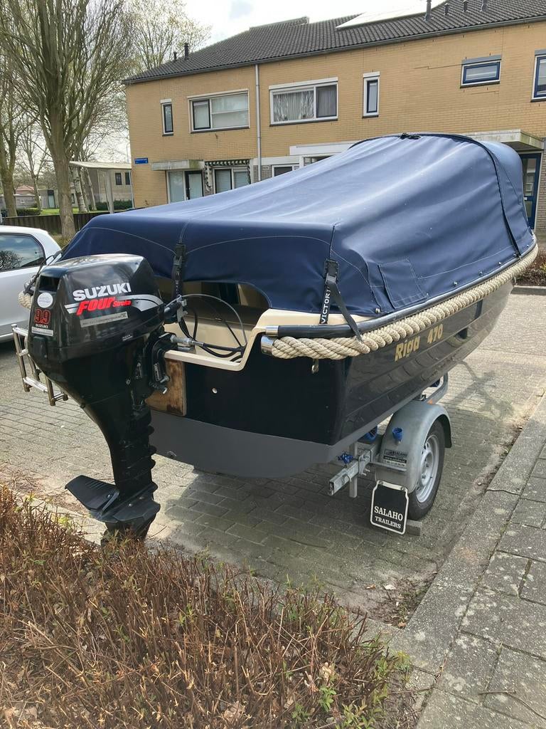 Sloep RIGA 470 met 9.9 pk Suzuki motor, Watersport en Boten, Sloepen, Ophalen, Gebruikt, Tot 10 pk, 3 tot 6 meter