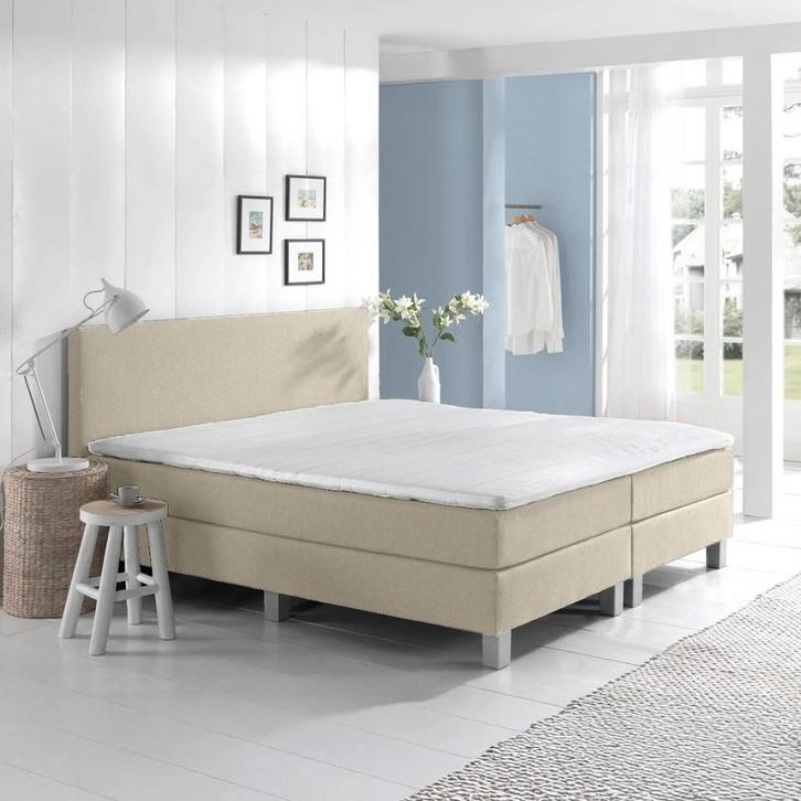OP=OP Vaste boxspring Basic - 200 x 200 Naturel Beige, Huis en Inrichting, Slaapkamer | Boxsprings, Nieuw, Overige maten, 200 cm