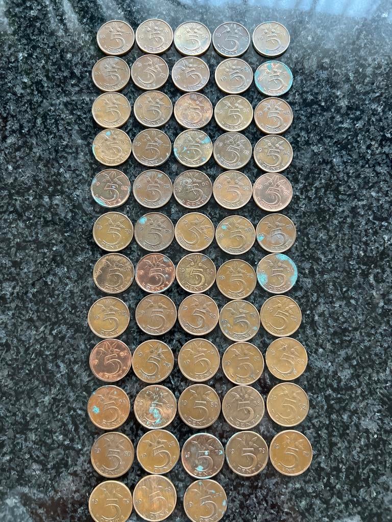 58 stuks 5 cent munten, Postzegels en Munten, Ophalen, 5 cent, Setje