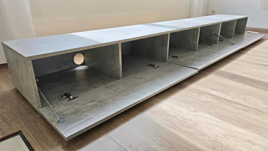 Tv-meubel met 2 hangkasten, Ophalen, Zo goed als nieuw, 200 cm of meer, Minder dan 100 cm