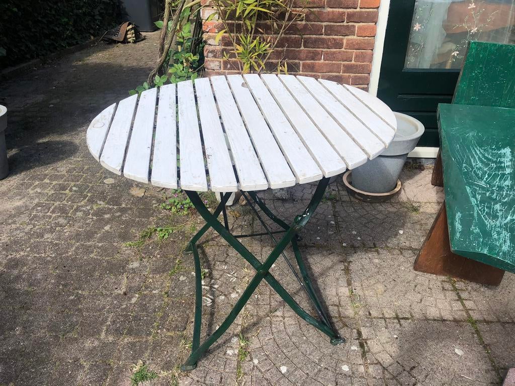 Ronde tuintafel, Tuin en Terras, Tuinsets en Loungesets, Ophalen, 4 zitplaatsen, Gebruikt, Eettafel