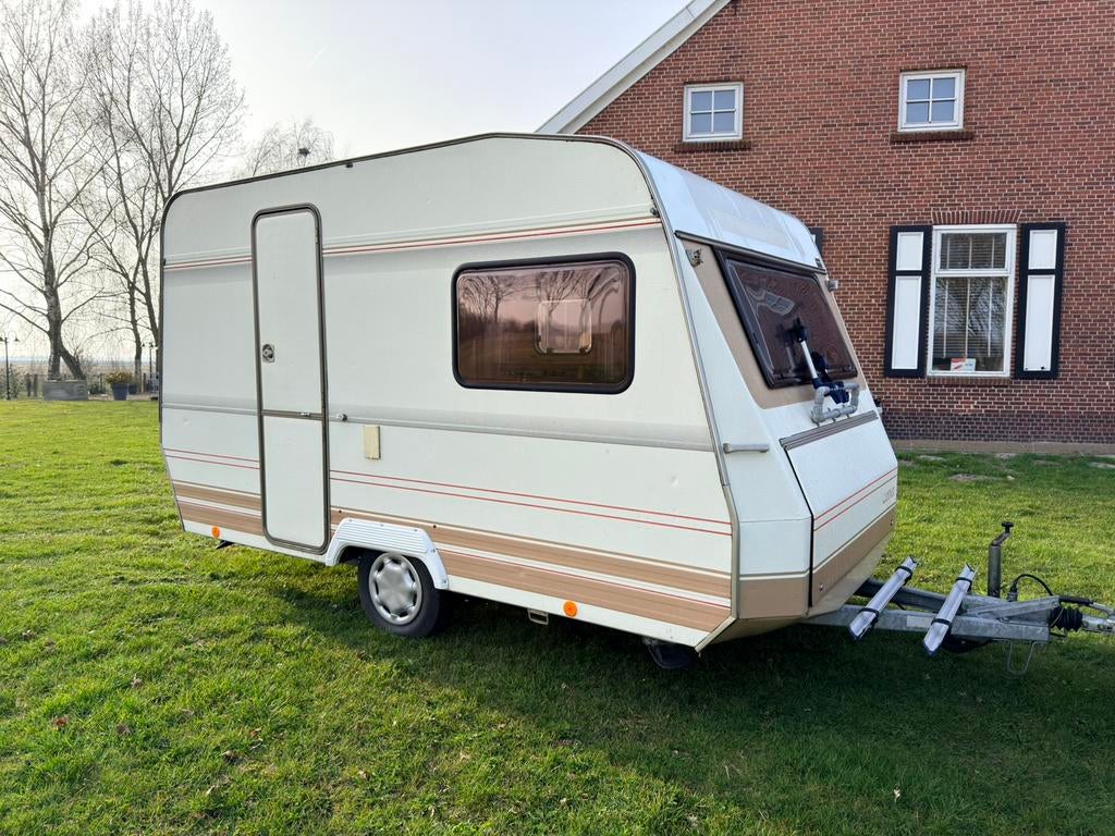 Dethleffs 1990 NIEUWE VOORTENT + LUIFEL, Caravans en Kamperen, Caravans, Bedrijf, tot en met 4, 500 - 750 kg, Treinzit, Dethleffs