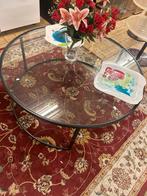 Glazen Salontafel met Zwart Metalen Frame, Ophalen, Gebruikt, Voorheuvel 48, Rond