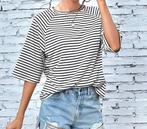 Nieuw Gestreepte T-shirt Korte Mouwen - Vintage Y2K Stijl, Wit, Nieuw, Ophalen of Verzenden, Korte mouw