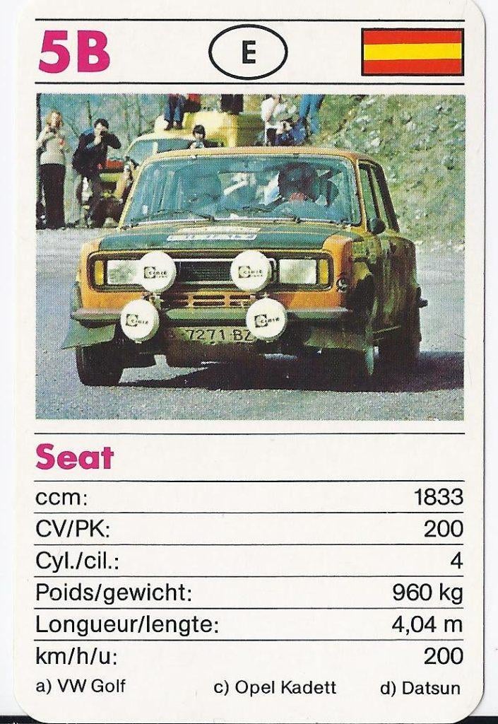 Kw2865 autokaartje 5b seat, Verzamelen, Verzenden, Zo goed als nieuw, Auto's