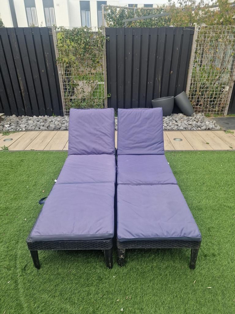 Zonnebed met 4 standen en all-weather kussens, Ophalen